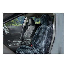 SCA Diamond Cut Sheepskin Seat Cover - Charcoal Adjustable Headrest Size 30 Single Seat Airbag Compatible, , scanz_hi-res