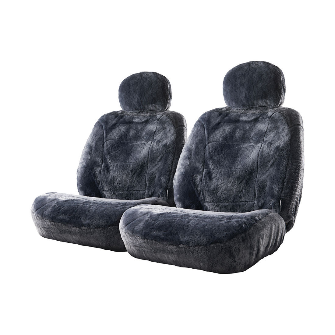 Silver CLOUDLUX Sheepskin Seat Covers - Slate Adjustable Headrests Size 30 Front Pair Airbag Compatible, , scanz_hi-res