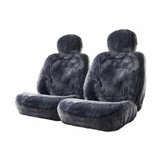 Silver CLOUDLUX Sheepskin Seat Covers - Slate Adjustable Headrests Size 30 Front Pair Airbag Compatible, , scanz_hi-res