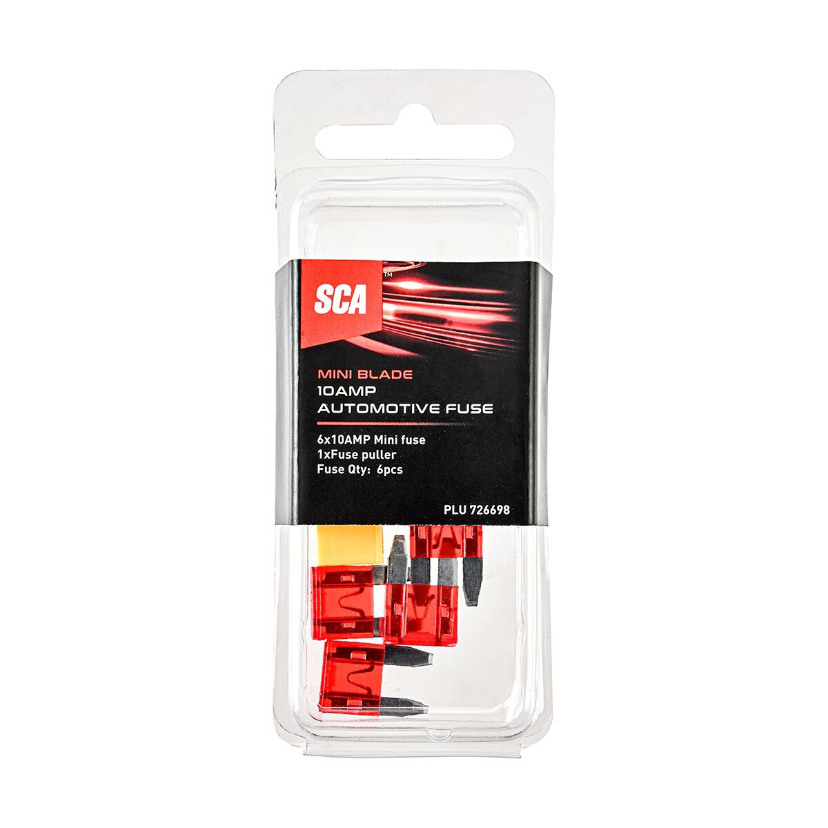 SCA Automotive Fuses - Mini Blade, 10 Amp, 6 Piece, , scanz_hi-res