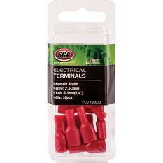 SCA Electrical Terminals - Female Blade, 6.3mm Red, 10 Pack, , scanz_hi-res