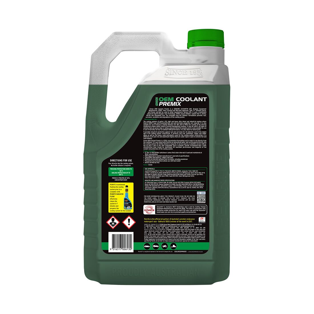 Penrite Green Long Life Anti Freeze / Anti Boil Coolant Premix - 5 Litres, , scanz_hi-res