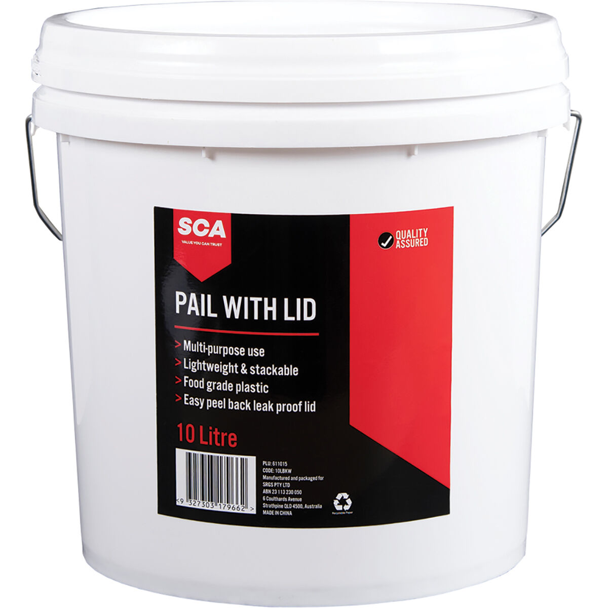 SCA Plastic Pail with Lid 10L, , scanz_hi-res