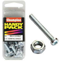 Champion Handy Pack Machine Screws and Nuts BH623, 6mm X 16mm, , scanz_hi-res