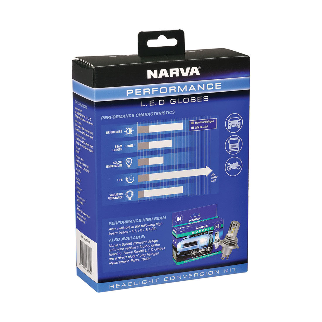 Narva Gen III LED Headlight Globes - H4, 12/24V, , scanz_hi-res