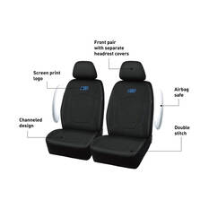 Skechers Gel Memory Foam Seat Covers Black/Blue Adjustable Headrests Airbag Compatible 30SAB, , scanz_hi-res