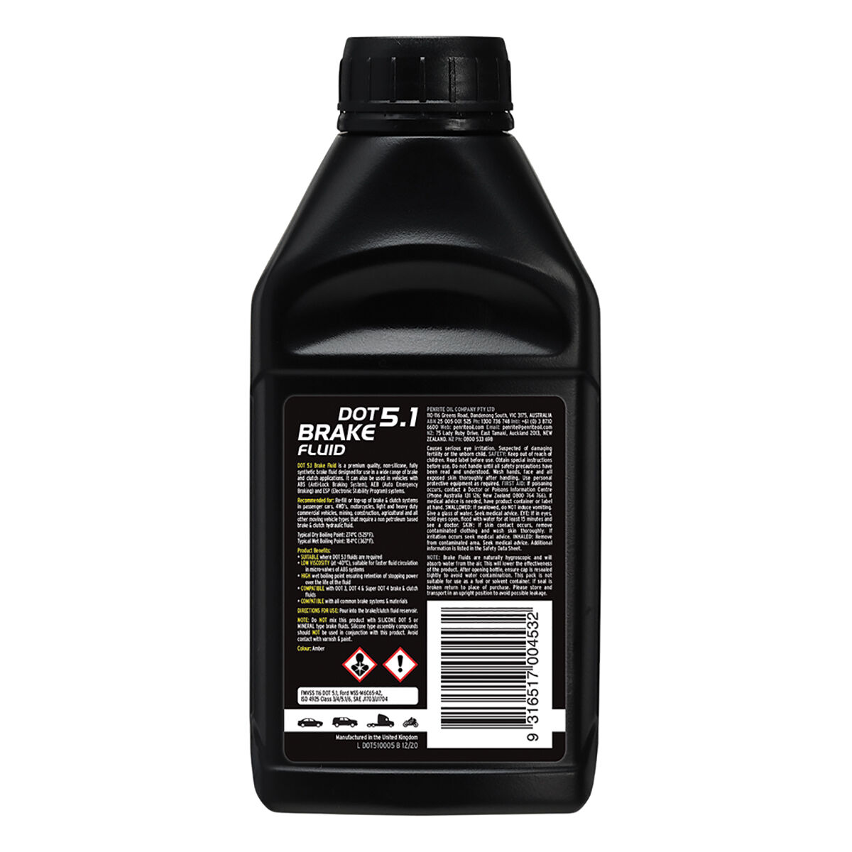 Penrite Brake Fluid DOT 5.1 500mL, , scanz_hi-res