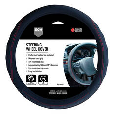 SCA Steering Wheel Cover - PU Racing, Black/Red, 380mm diameter, , scanz_hi-res