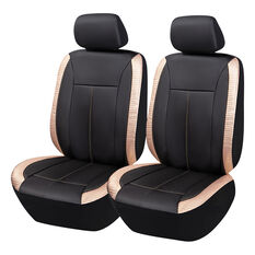 SCA Leather Look Seat Cover - Black/Gold, Adjustable Headrests, Airbag Compatible, , scanz_hi-res