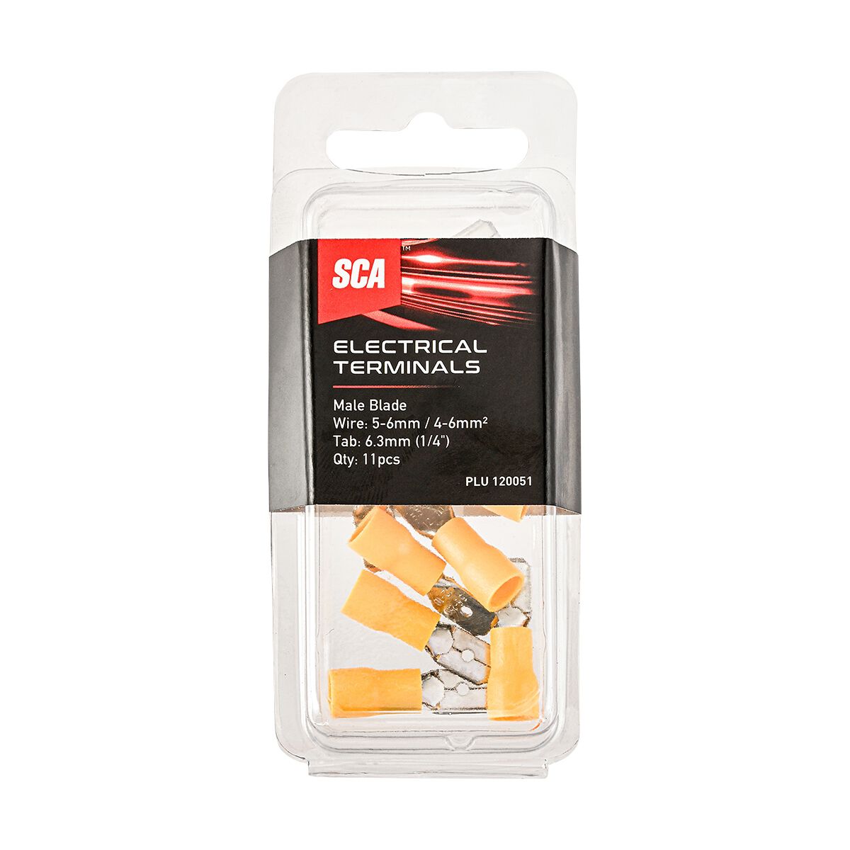SCA Electrical Terminals Male Blade 6.3mm Yellow 11 Pack, , scanz_hi-res