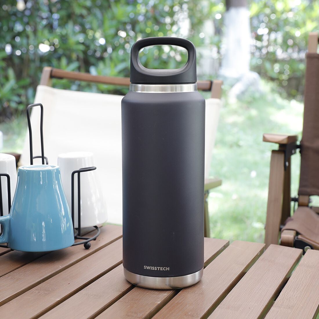 Swiss Tech Drink Bottle - 36oz/1063ml, Charcoal, , scanz_hi-res