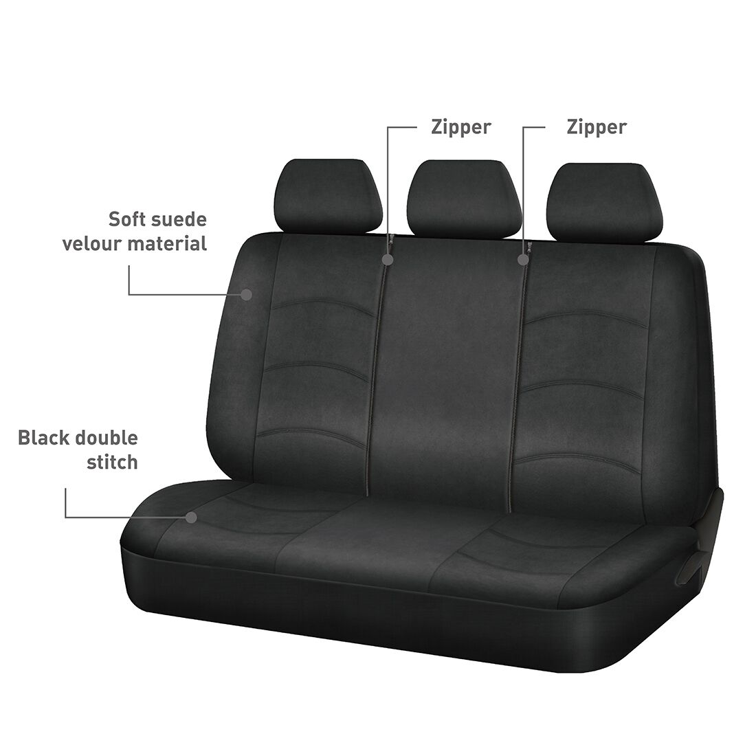 SCA Suede & Velour Seat Covers Black, Rear, Airbag Compatible, Size 06H, , scanz_hi-res