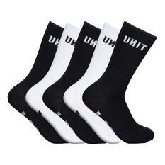 UNIT Socks Hi Lux Black/White 5 Pack 7-11, , scanz_hi-res