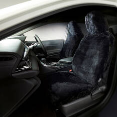 Silver CLOUDLUX Sheepskin Seat Covers - Black Adjustable Headrests Size 30 Front Pair Airbag Compatible, , scanz_hi-res