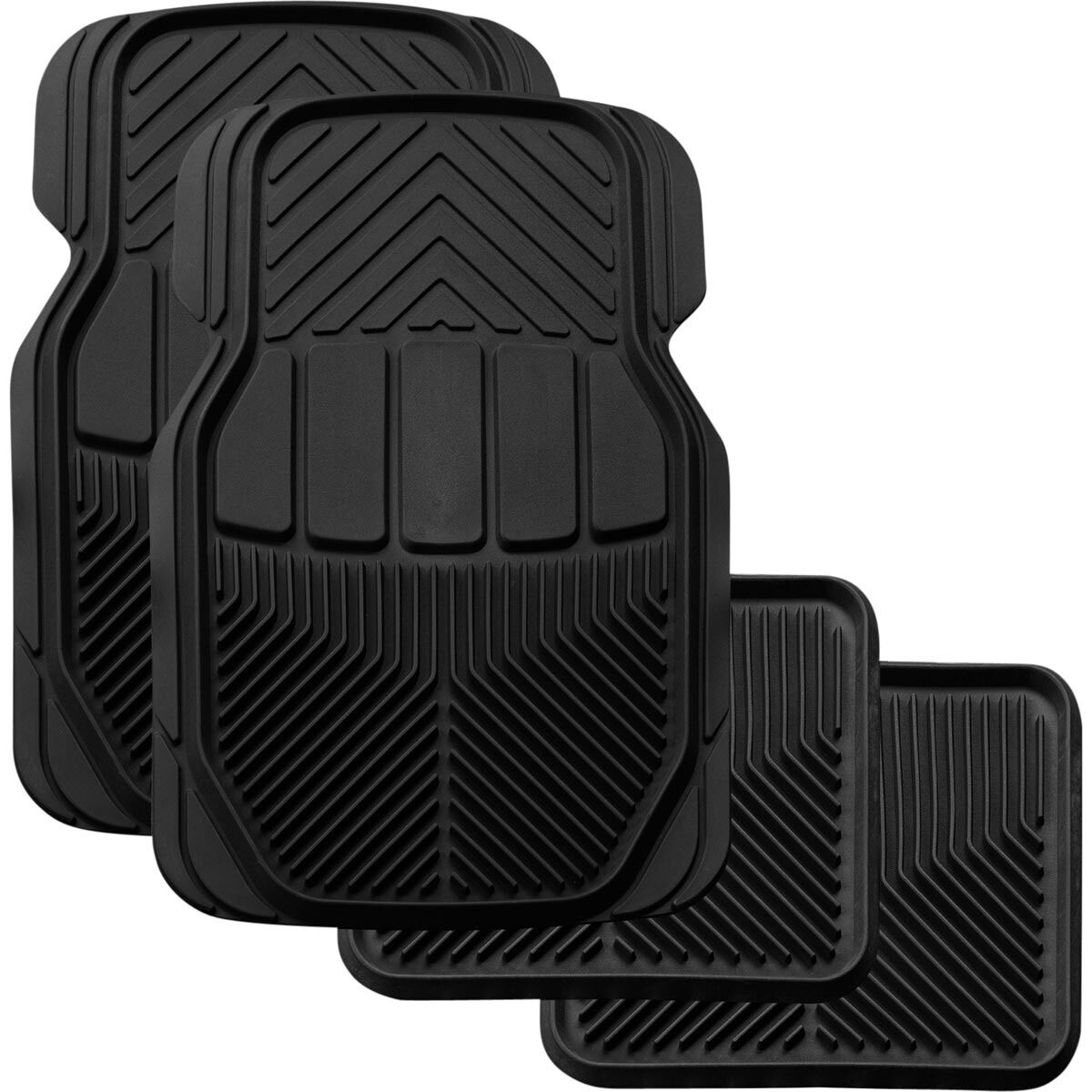 SCA All Season rubber Car Floor Mats Black Set of 4 Supercheap