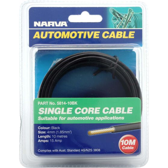 Narva Automotive Cable - Single Core, 15A 4mm x 10m, Black, , scanz_hi-res