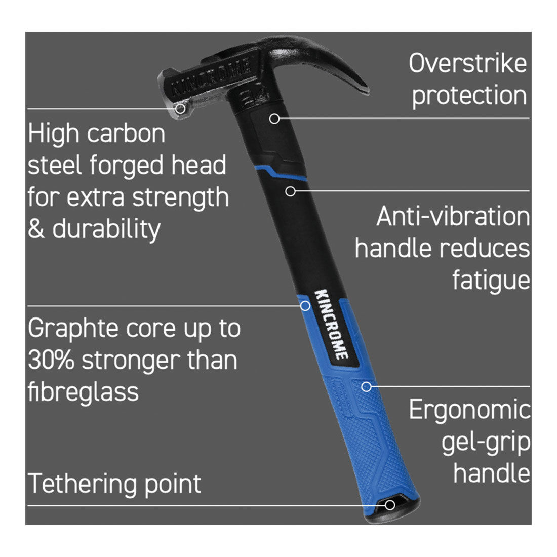 Kincrome Claw Hammer Graphite 20oz, , scanz_hi-res