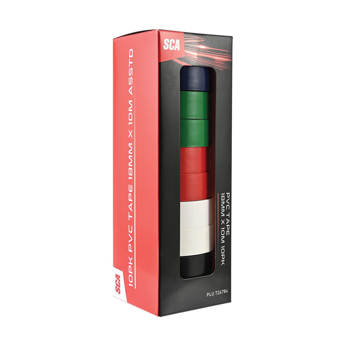 SCA PVC Electrical Tapes - Assorted Colour, 18mm x 10m, 10 Pack, , scanz_hi-res