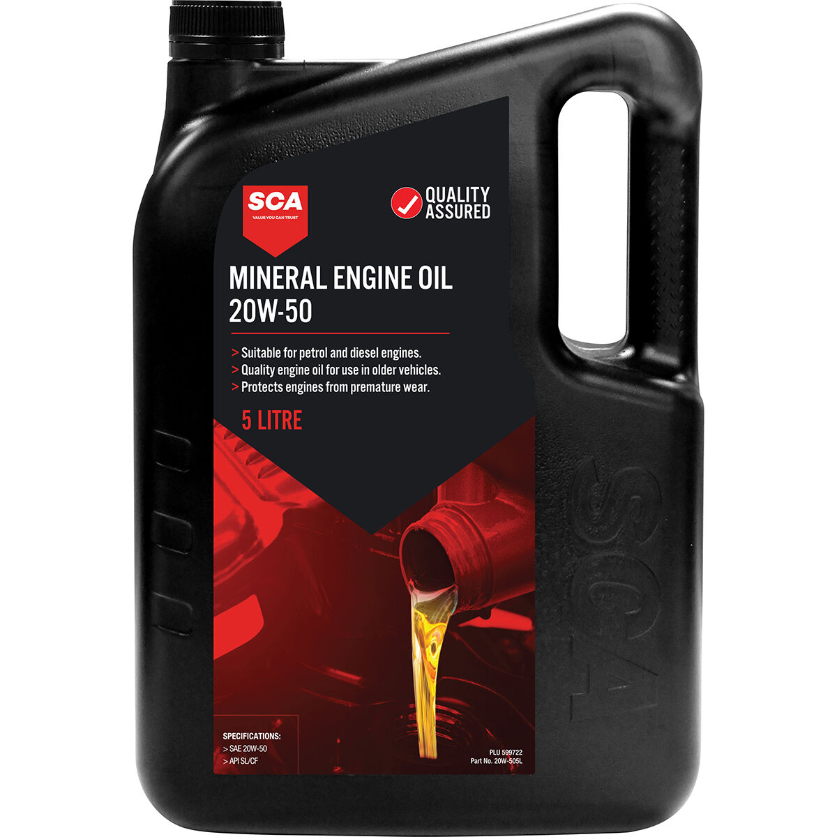 SCA Mineral Engine Oil 20W-50 5 Litre, , scanz_hi-res