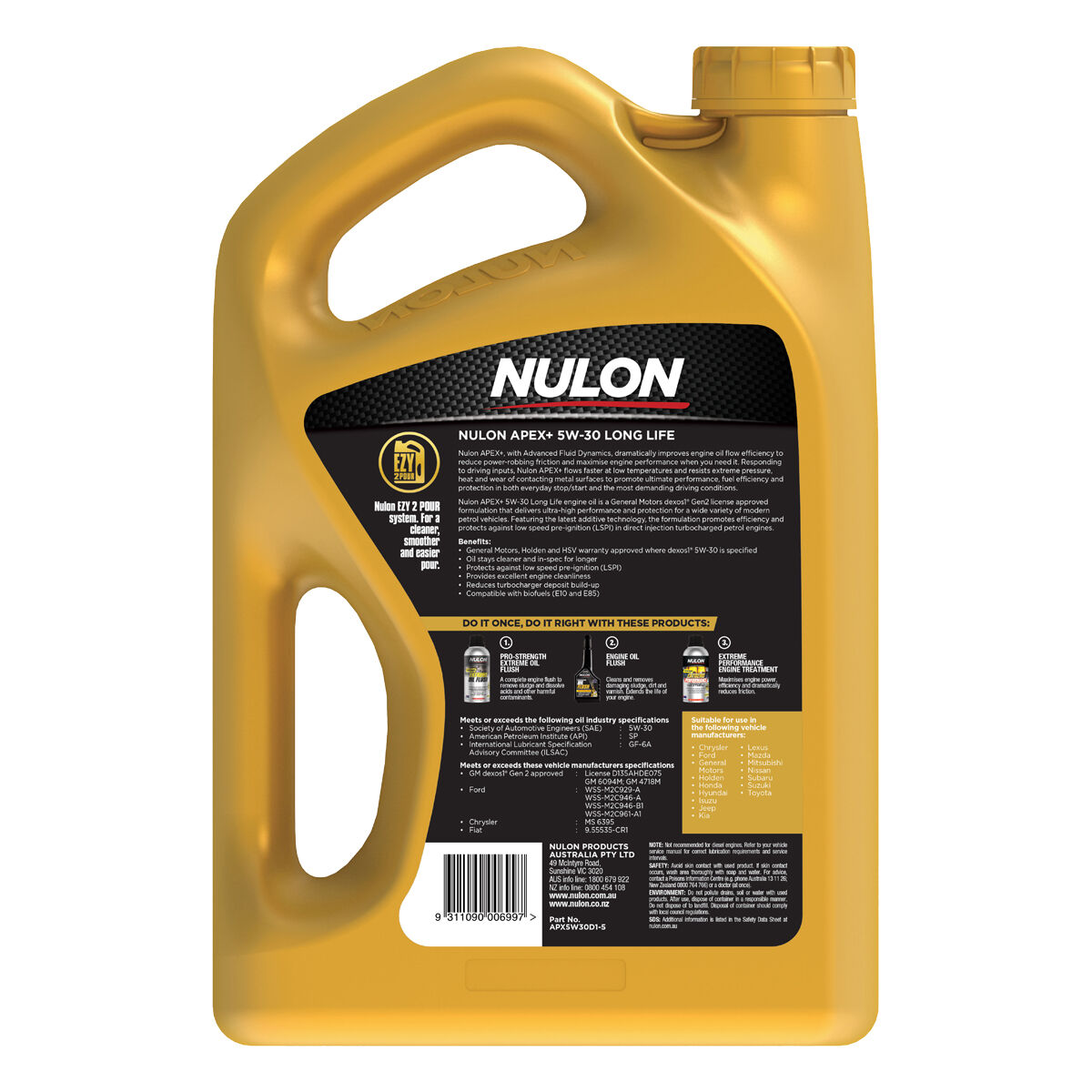 Nulon Apex+ 5W-30 Long Life 5 Litre, , scanz_hi-res