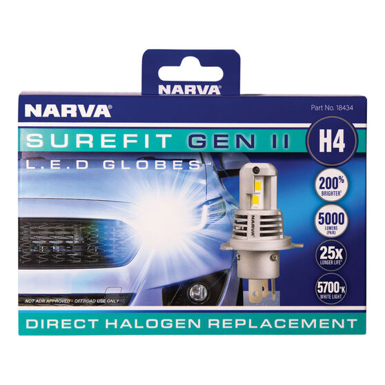 Narva Surefit LED Headlight Globes H4 12/24V, , scanz_hi-res