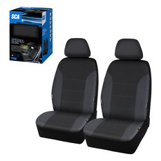 SCA Premium Jacquard and Velour Seat Covers Charcoal Adjustable Headrests Airbag Compatible 30SAB, , scanz_hi-res