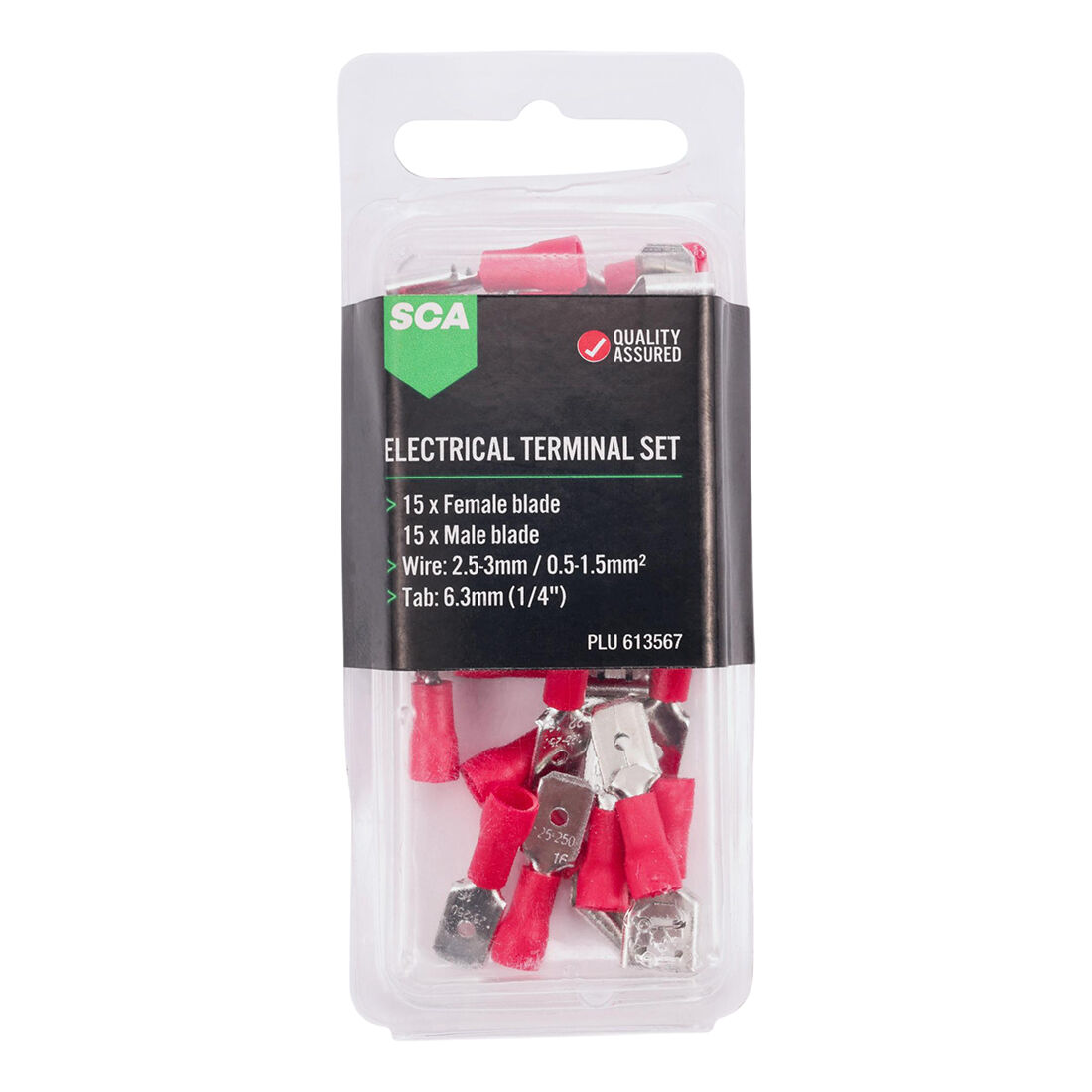 SCA Electrical Terminals - Male & Female Blade, 6.3mm Red, 30 Pack, , scanz_hi-res