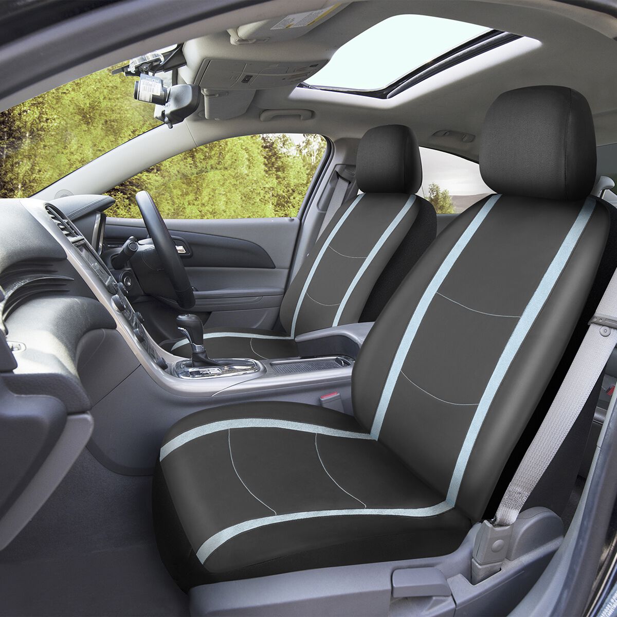 SCA Seat Cover Blue Shimmer Leather Look, Adjustable Headrests, Airbag Compatible, Size 30A, , scanz_hi-res