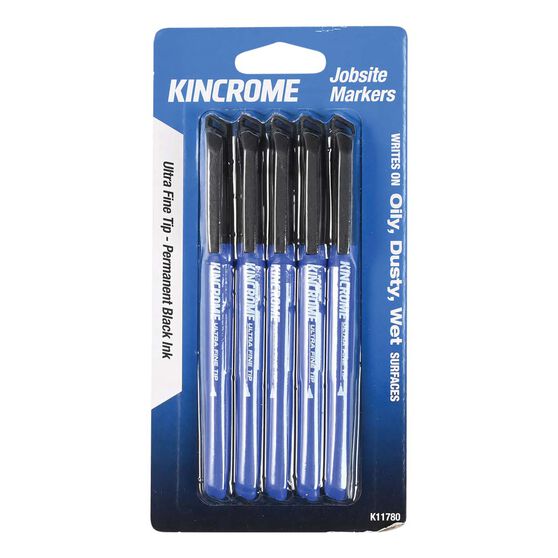 Kincrome Permanent Markers 5 Pack Black & Ultra Fine Tip, , scanz_hi-res