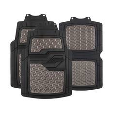SCA Checkerplate PVC Car Floor Mats - Set of 4, Gun Metal Grey/Black, , scanz_hi-res