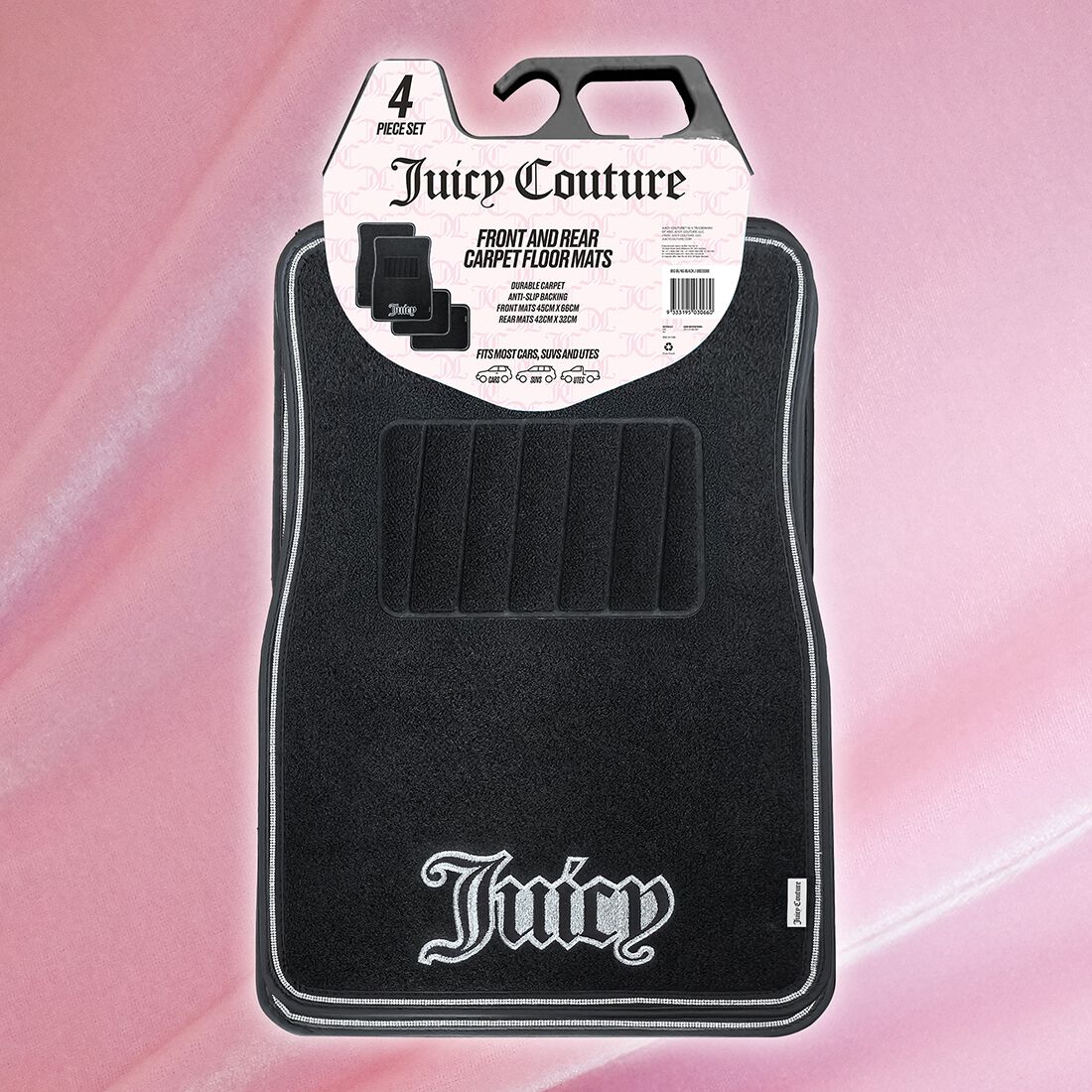Juicy Couture 4 Piece OG Big Bling Carpet Floor Mats - Black, , scanz_hi-res