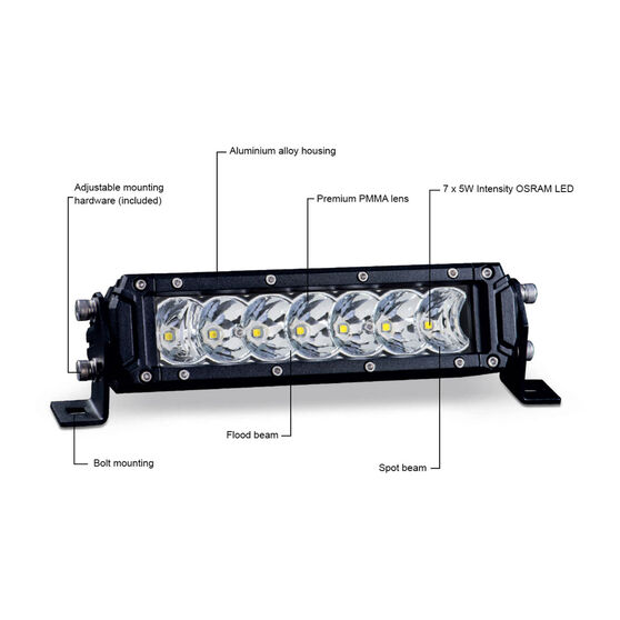 Ridge Ryder LED Driving Light Bar w/ harness 7.5" 30W Supercheap