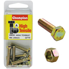 Champion High Tensile Bolts and Nuts BM25, M6 X 30mm, , scanz_hi-res