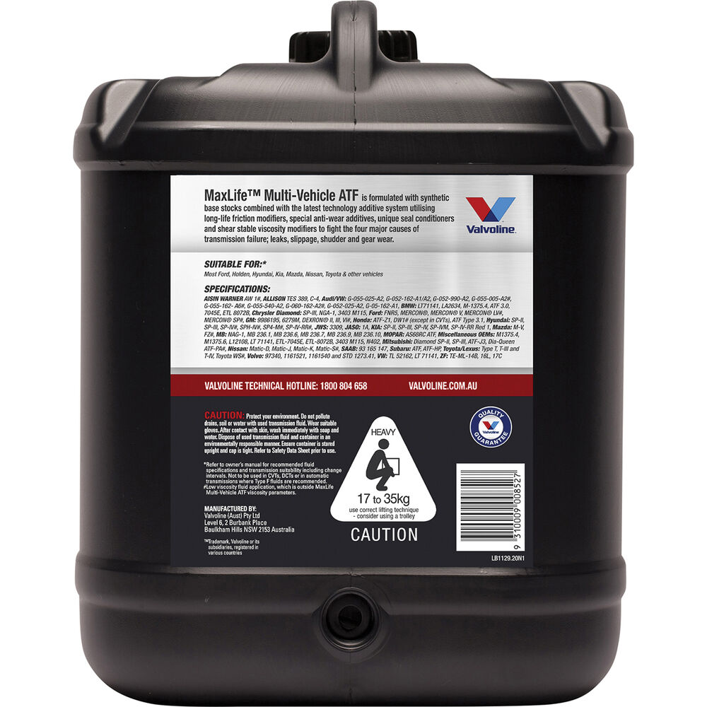 Valvoline Maxlife MultiVehicle ATF 20 Litre Supercheap Auto New Zealand