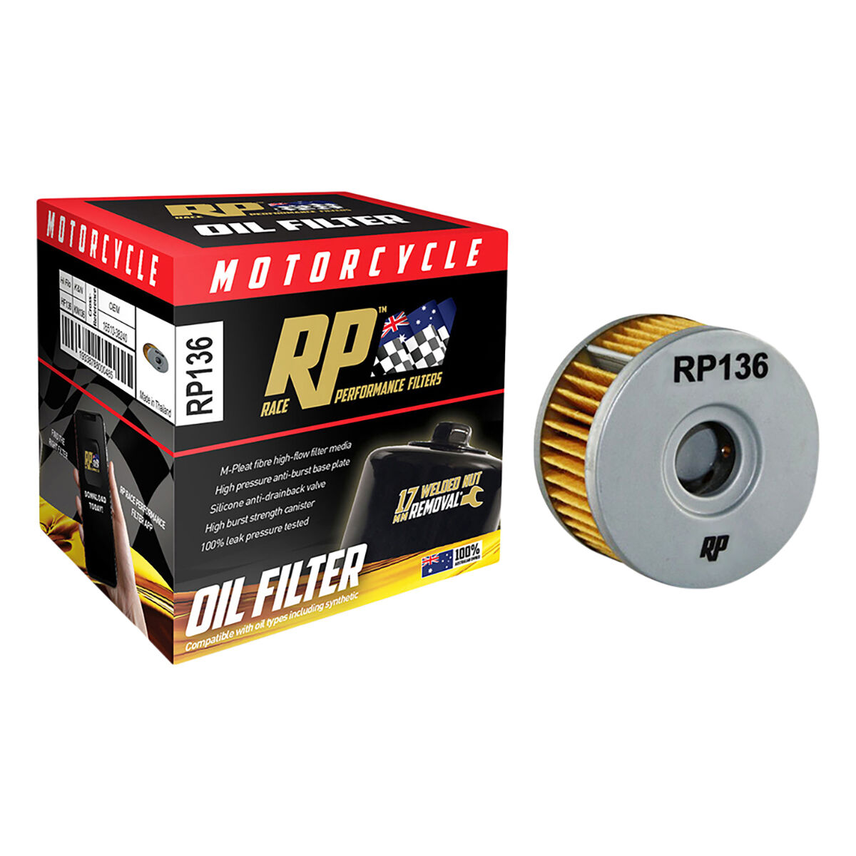Race Performance Motorcycle Oil Filter RP136, , scanz_hi-res