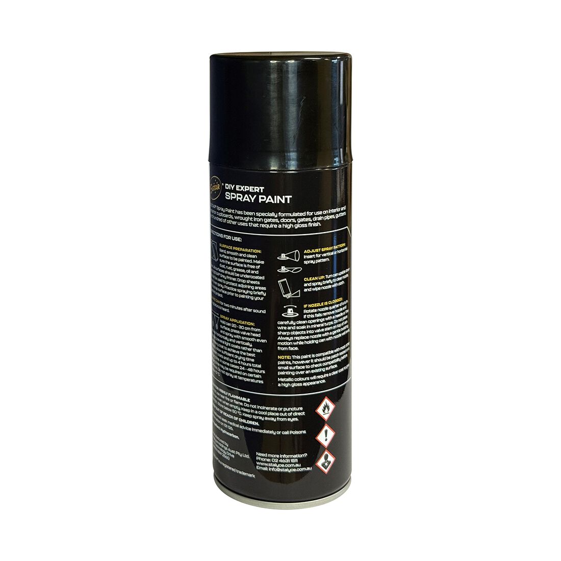 5 Star Enamel Spray Paint Satin Black 250g, , scanz_hi-res