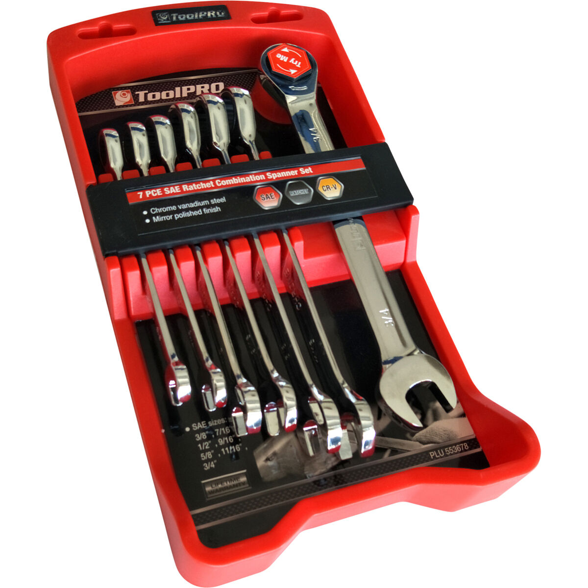 ToolPRO Ratchet Spanner Set SAE 7 Piece, , scanz_hi-res