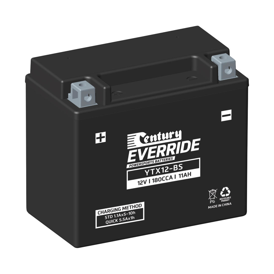 Century EverRide Powersports Battery YTX12-BS, , scanz_hi-res