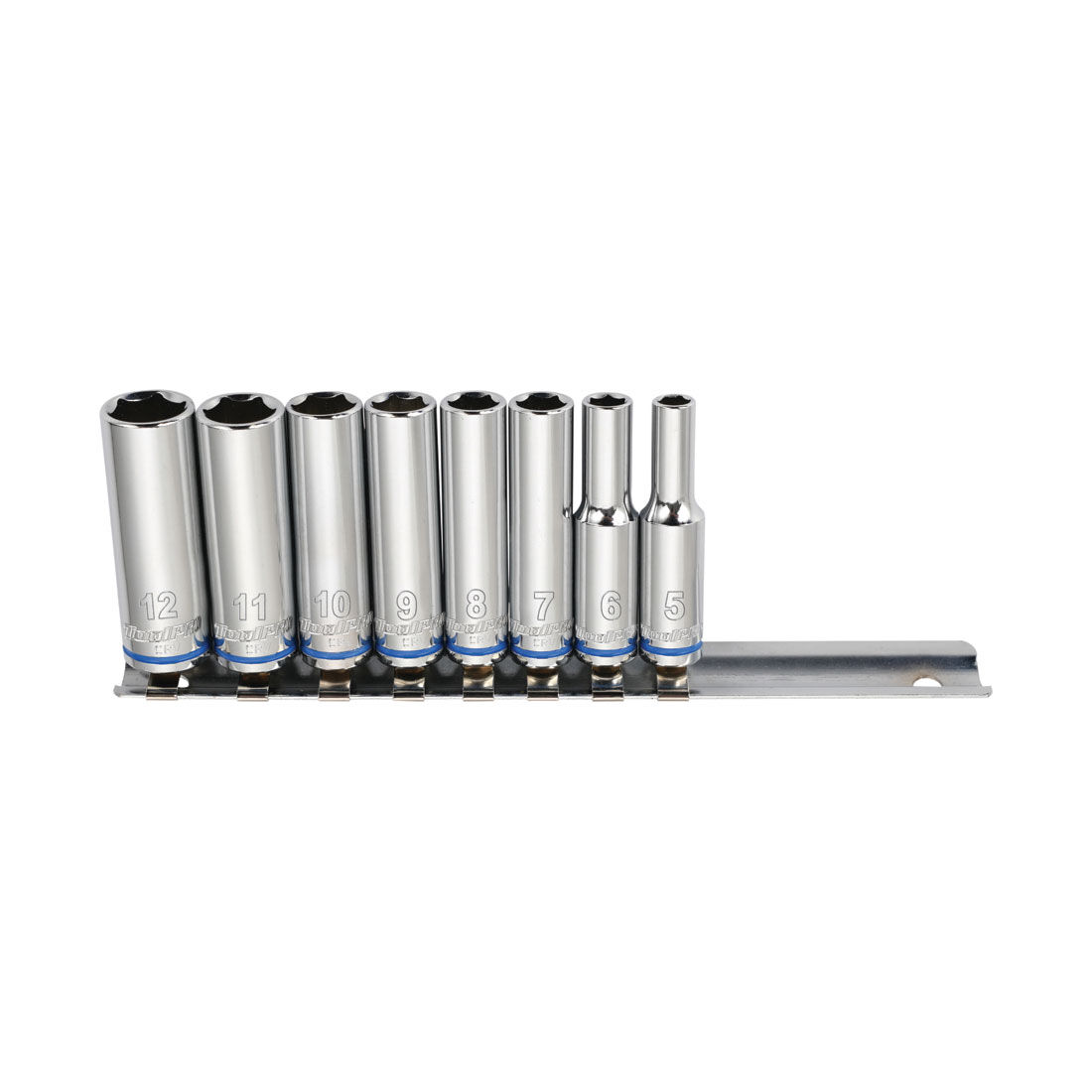 ToolPRO Socket Rail Set 1/4" Drive Deep Metric 8 Piece, , scanz_hi-res