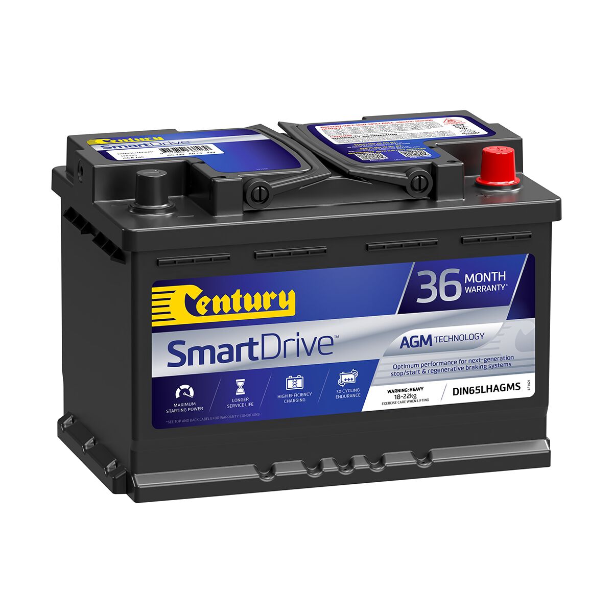 Century SmartDrive DIN65LHAGMS Car Battery ISS Stop/Start AGM, Maintenance Free, 760CCA, , scanz_hi-res