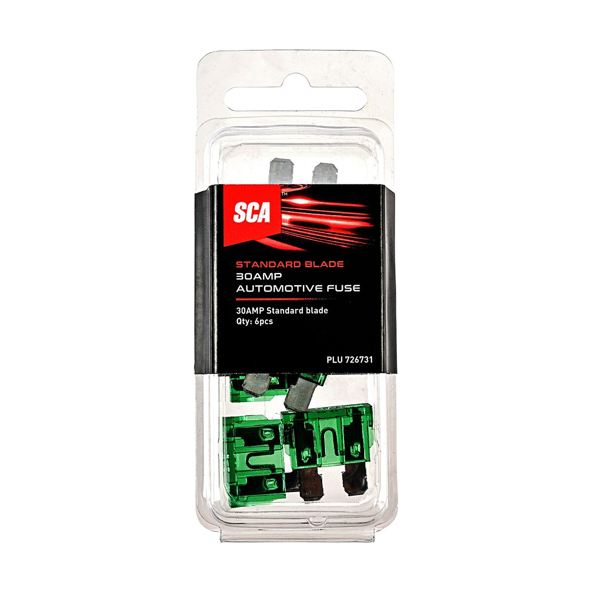 SCA Automotive Fuses - Standard Blade, 30 Amp, 6 Piece, , scanz_hi-res