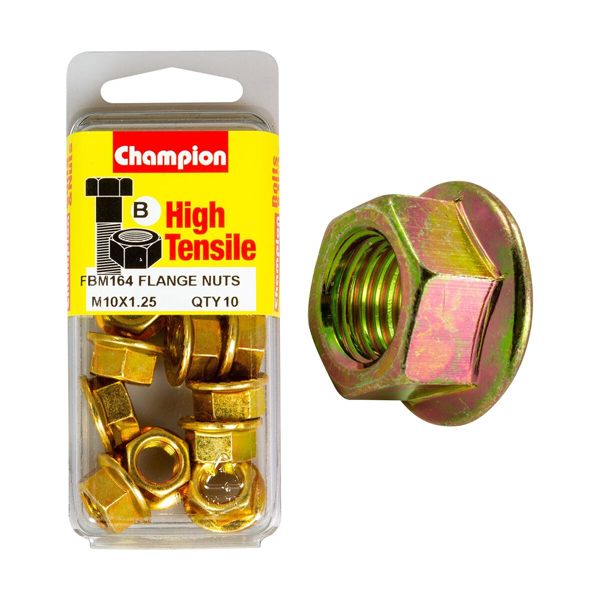 Champion Hex Flange Bolts & Nuts High Tensile M10 X 25 X 1.25mm 14af Grade 8.8, , scanz_hi-res