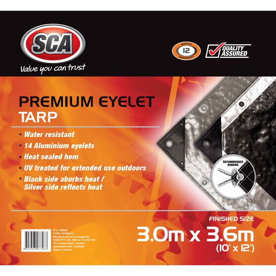 SCA Premium Poly Tarp - 3.0m X 3.6m (10 X 12), 185GSM, Silver, , scanz_hi-res
