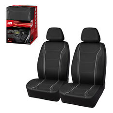 SCA Sports Leather Look & Carbon Seat Covers Black Adjustable Headrests Airbag Compatible, , scanz_hi-res