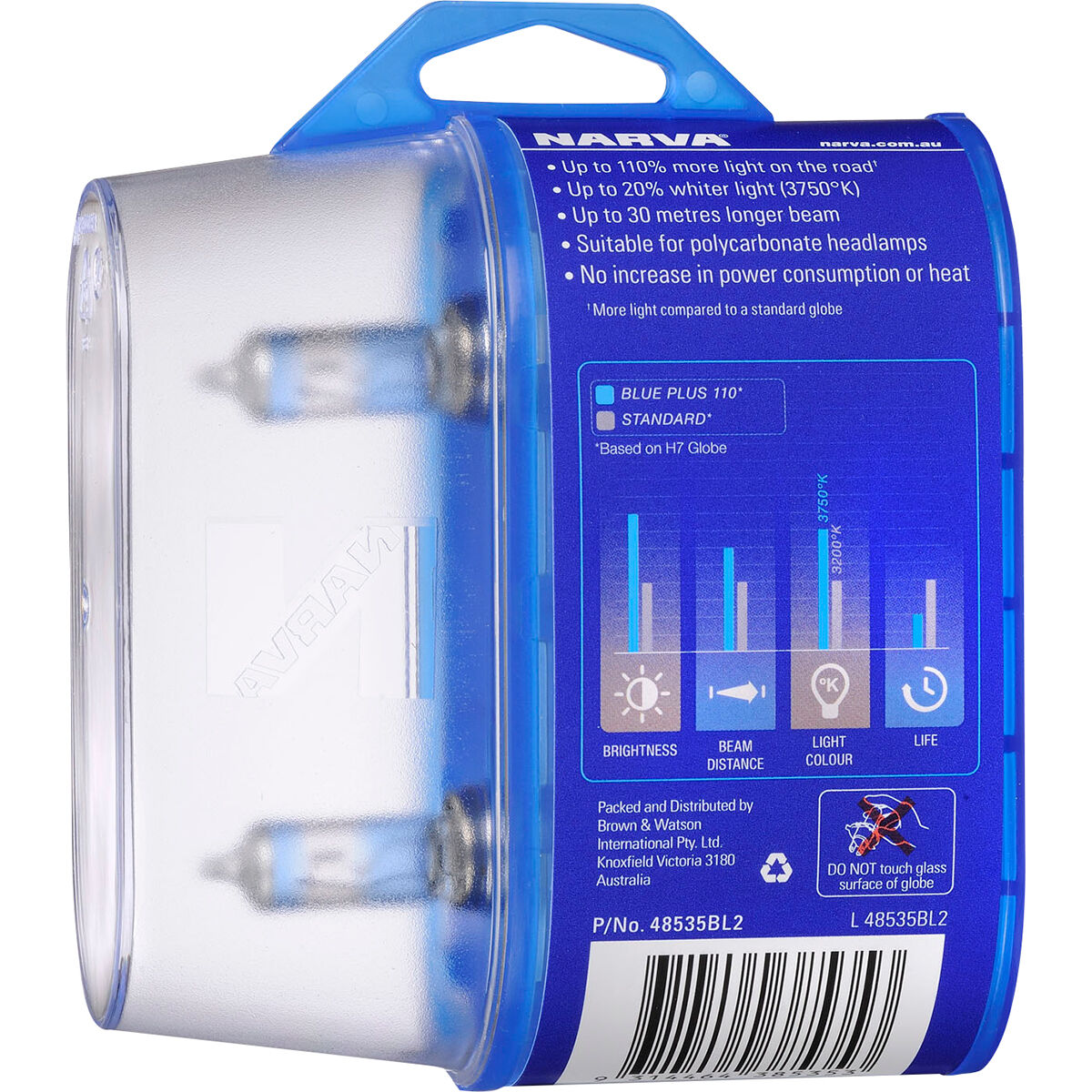 Narva Blue Plus 110 Headlight Globes - H7, 12V 55W, 48535BL2, , scanz_hi-res