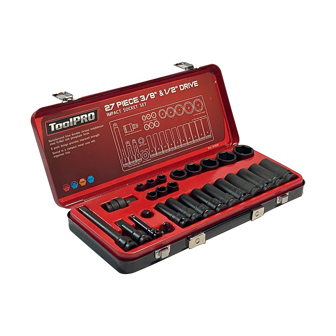 ToolPRO Impact Socket Set 3/8 & 1/2" Drive Metric 27 Piece, , scanz_hi-res