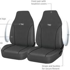 Ridge Ryder Canvas Seat Covers Charcoal/Black 60SAB, , scanz_hi-res