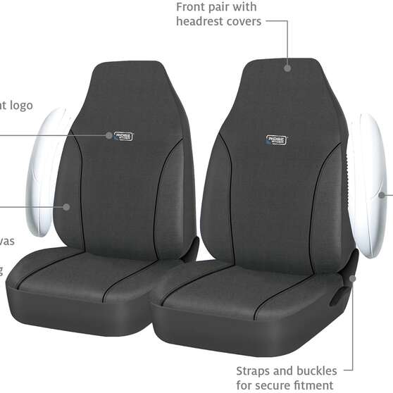 Ridge Ryder Canvas Seat Covers Charcoal/Black 60SAB, , scanz_hi-res