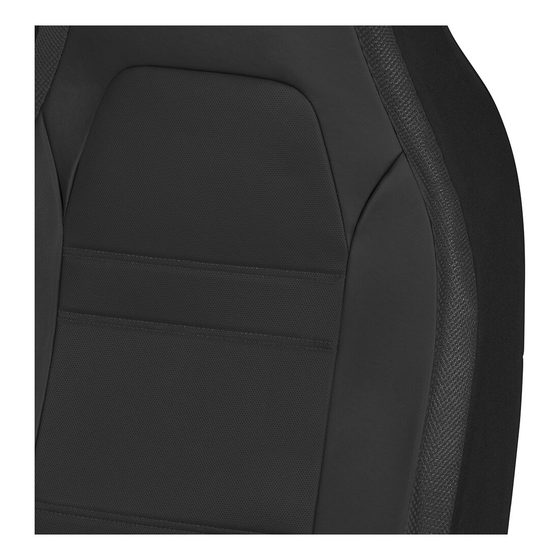 SCA Racing Leather Look & Mesh Seat Covers Black Airbag Compatible, , scanz_hi-res