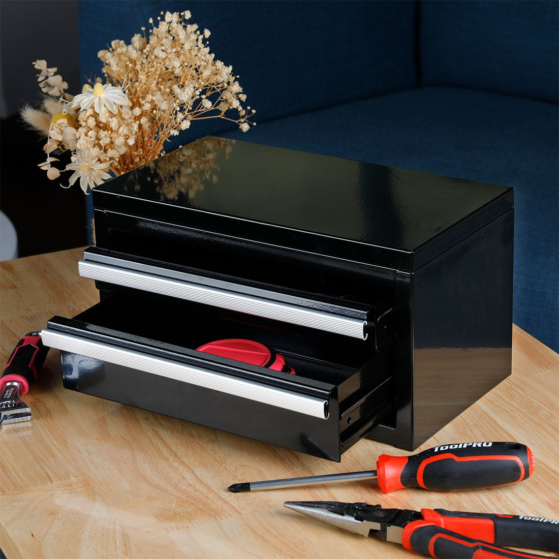 ToolPRO Miniature Tool Chest 2 Drawer Black, , scanz_hi-res